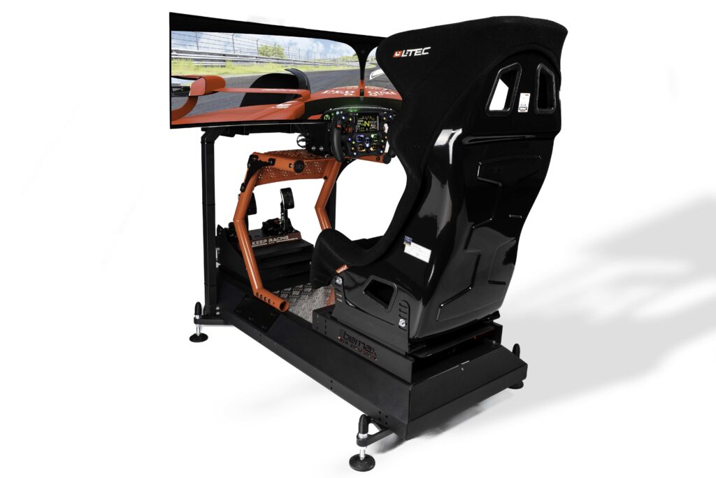 Racing simulator with GT style seat